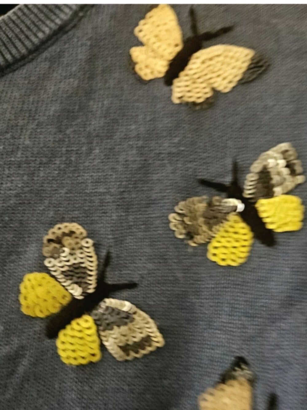Cotton pullover butterfly embellishments short sleeve summer sweater top XL - Picture 3 of 5